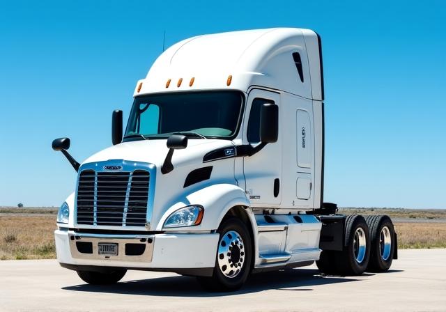 Pristine white long-haul truck cab